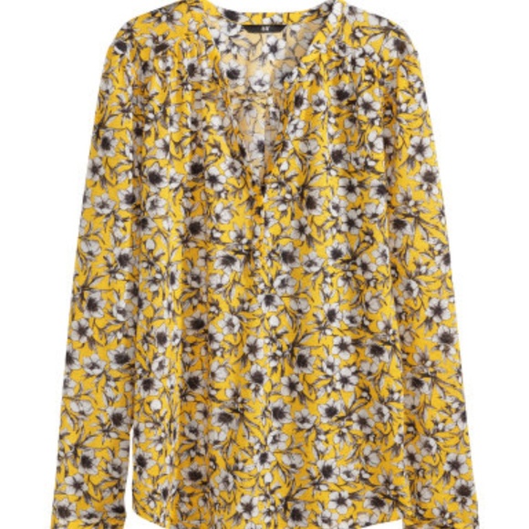 h&m yellow floral top